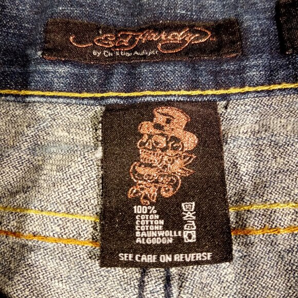 ED HARDY Jeans  sz 42  Gold Pocket Stitch  Button-Fly  Straight-Leg  Bootcut VGC - Picture 12 of 12
